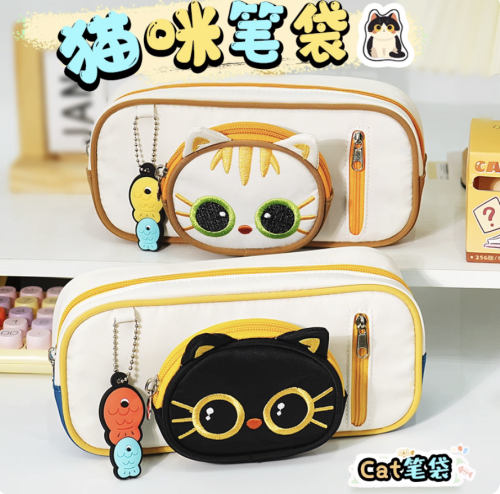 小猫笔袋高颜值ins风大容量女生2025新款超火文具盒初高中小学生