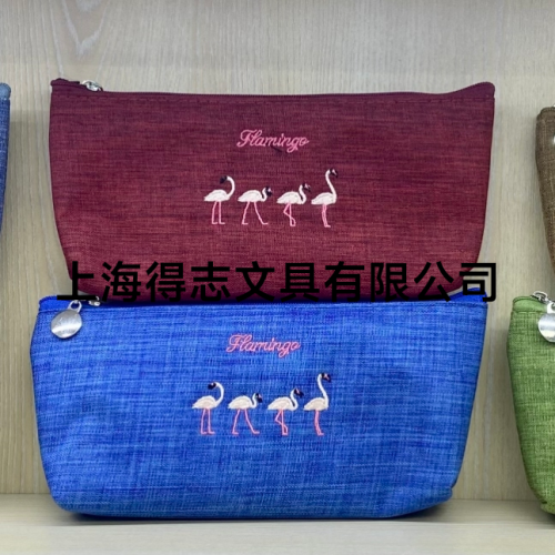 korean flamingo student simple embroidered canvas fabric small coin purse cartoon oxford cloth pencil case
