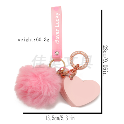 Fur Ball Love Heart and Flower Note Keychain 1