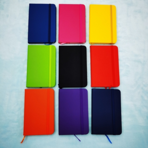 pu multi-color elastic band notebook mini pockets notebook color office notepad pocket diary book