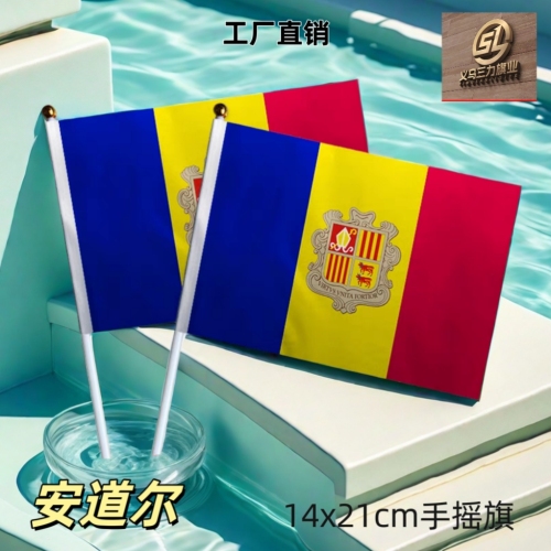 no. 8， andorra， 14 x21cm， hand signal flag colorful flags， customized flags of various countries