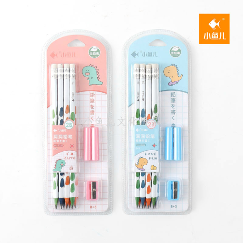 little fish 3352/2b small leather tip groove pencil 8+3 （cartoon）（240 sets/piece）