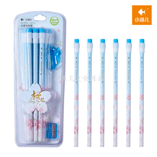 little fish 3294/2b round brush pot large leather tip flower film suction pencil 12+2 （cherry blossom）（240 sets/piece）