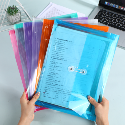 Wholesale Transparent Pp File Bag Three-Dimensional Binding Rope Information Bag Student Test Paper Storage Bag Office File Portfolio