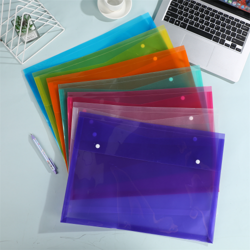 large double button file bag single layer transparent pp file folder office document student paper storage bag wholesale