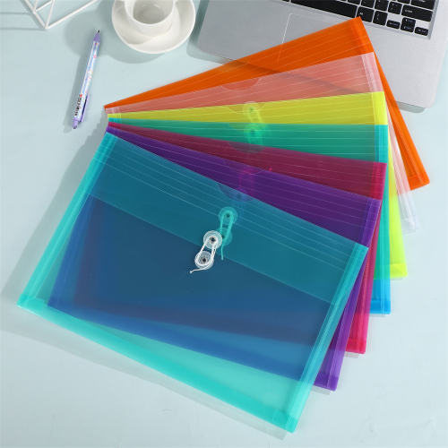 horizontal single-layer folder twine pp file bag solid color transparent student information bag examination paper contract storage bag