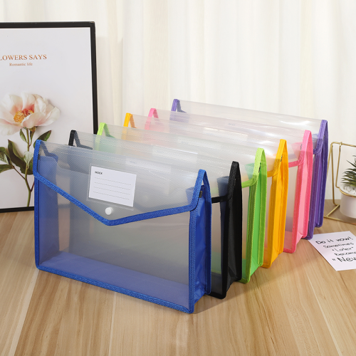 A4a5 Color File Holder Office Paper Storage Briefcase Horizontal Twill Student Three-Dimensional File Bag Wholesale