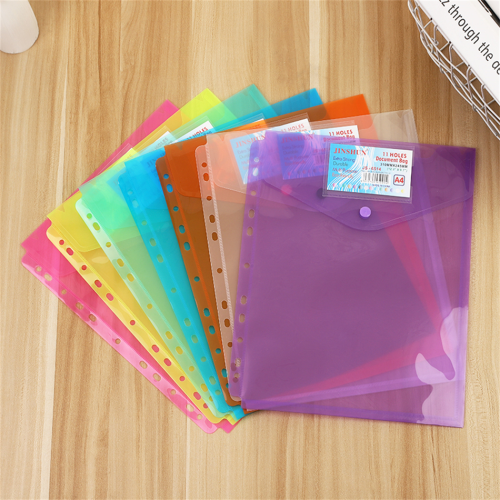 Wholesale Flat Glossy Vertical A4 File Bag Storage Clip Glossy Color Test Paper Contract Bag Cross-Border Amazon