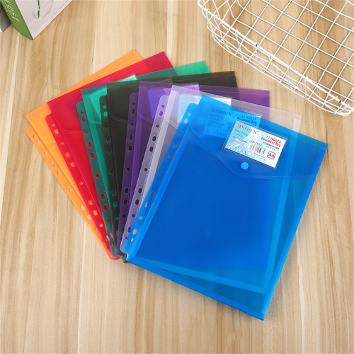 Wholesale Flat Frosted Vertical A4 File Bag Storage Clip Student Color Test Paper Contract Bag Cross-Border Amazon