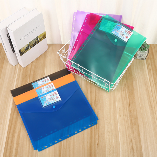Wholesale Three-Dimensional Frosted Horizontal A4 File Bag Storage Clip Student Color Test Paper Contract Bag Cross-Border Amazon