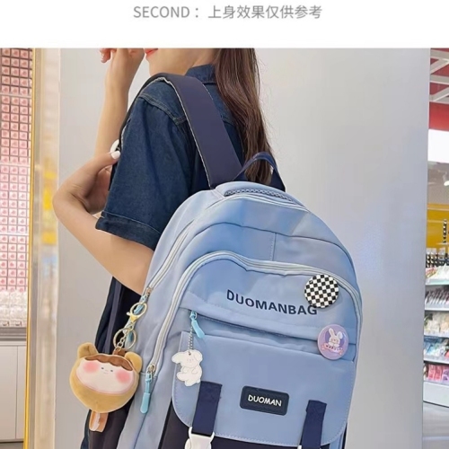 2023 New Leisure College Student Middle School Students‘ Backpack Large Capacity Korean Backpack