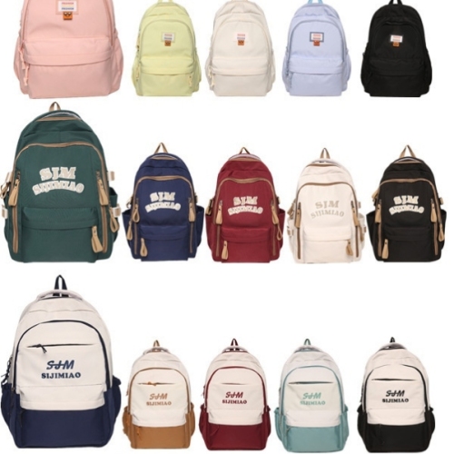 cross-border schoolbag for women early high school student backpack new large capacity vertical zipper korean style contrast color college students‘ backpack