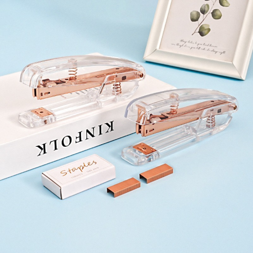 玫瑰金办公用省力订书机装订书本文件订书器高档精致订书针订书机