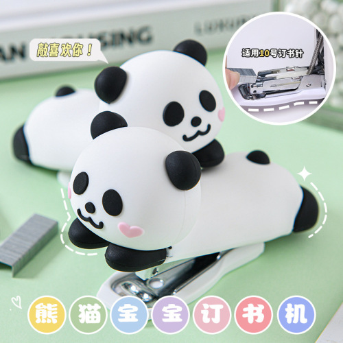 panda baby stapler cute cartoon shape creative binding machine student stationery easy portable stapler