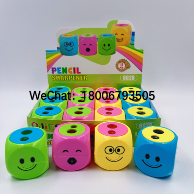 Dice Shape Smiley Face Pattern Color Box Package Pencil Sharpener Innovative Design High quality&Cheap