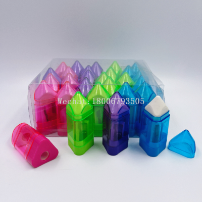 Simple Single Hole Multi-Color Pencil Sharpener Eraser Two-in-One Wholesale Sample Customizable Trademark High Quality
