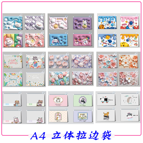 A4拉边袋透明磨砂立体文件袋PP资料收纳袋创意平面密封防水拉链袋