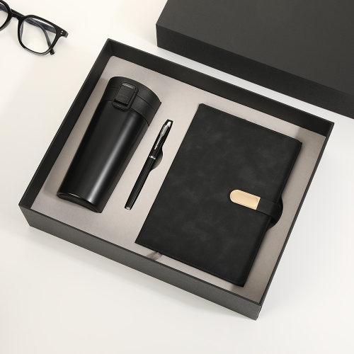 304不锈钢咖啡杯PU金属扣笔记本金属签字笔礼品套盒套装