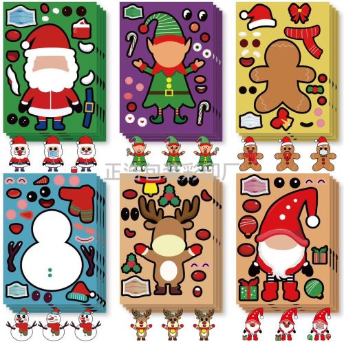 Cross-Border Christmas Sticker Christmas DIY Sticker Christmas Puzzle Sticker Cartoon Sticker Sealing Paste