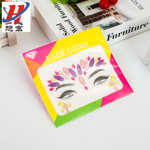 跨境批发脸部水钻纹身贴欧美女生钻石额头贴纸创意舞台美妆贴脸贴