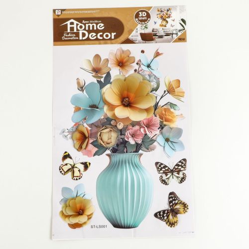 3D立体贴 花仿真花瓶卧室装饰墙面烫金装饰墙贴画家具DIY轻奢风格