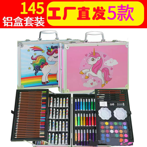 145 Pieces Set Crayon Color Lead Crayon Watercolor Pen Wholesale Children‘s Painting Gifts