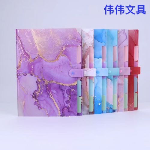手提资料夹5入新品大理石流金文件夹试卷多层试卷办公财务文件袋