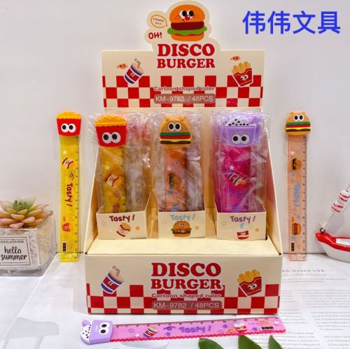 新款吃货联盟造型直尺书签尺可爱卡通直尺创意学生15cm塑料尺子 h