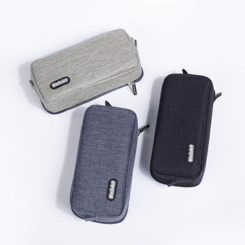 pencil case 纯色拉链大容量笔袋双层文具袋牛津布简约铅笔袋logo