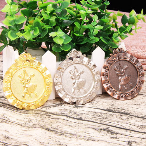 舞蹈奖牌金银铜个性创意通用奖牌锌合金金属舞蹈锦标赛奖牌