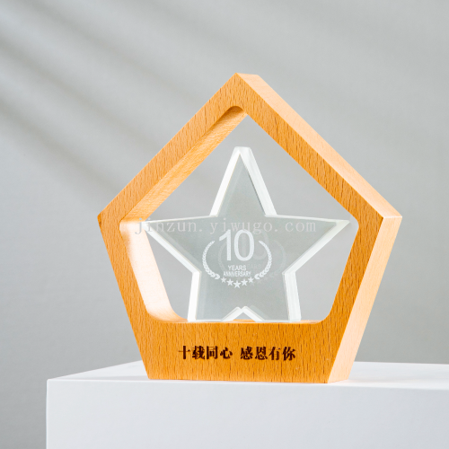 实木水晶奖杯 多角设计 环保材质 热卖促销  快速发货