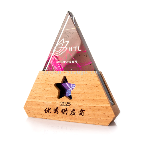 实木奖杯三角水晶 多彩款式 新品上市 限时抢购 赠品附送