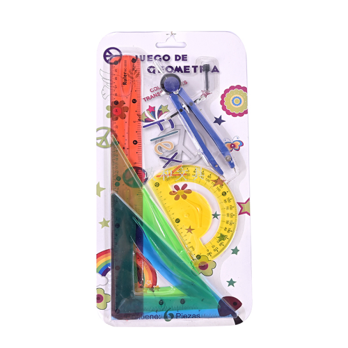 厂家直销尺子套装含软尺铁圆规学生专用尺吸卡套装