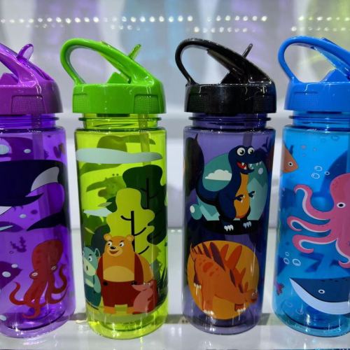 New Printing Cup Foreign Trade Wholesale Custom Cup with Straw Plastic Water Cup Sports Bottle Drop-Resistant High Temperature Resistant
