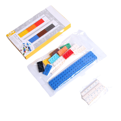 跨境彩色DIY积木拼装尺子科教益智乐高双面刻度彩绘直尺画尺文具