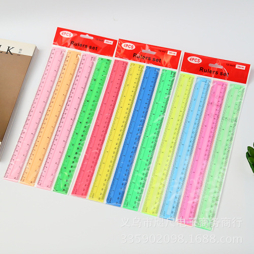 厂家批发直供软尺塑料尺子单面双刻度尺子学生学习文具尺