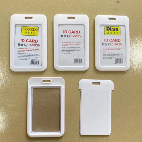 sliding cover card push card abs plastic tag student card case badge work card badge case wholesale customization