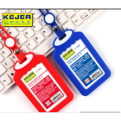 Kejea Silicone ID Card Holder Transparent Work Permit Lanyard Student Campus Meal Card Bus Pass Name Tag Double-Sided 