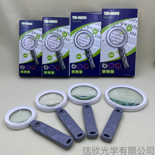 新款高档亚马逊爆款手持式防滑手柄放大镜学生实验礼品放大镜