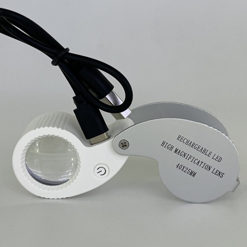 新款充电款40倍9个LED灯非球面铝合金外壳高清古玩邮票珠宝放大镜