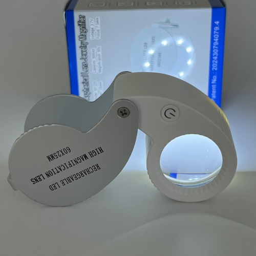 新款充电款60倍9个LED灯非球面铝合金外壳高清古玩邮票珠宝放大镜