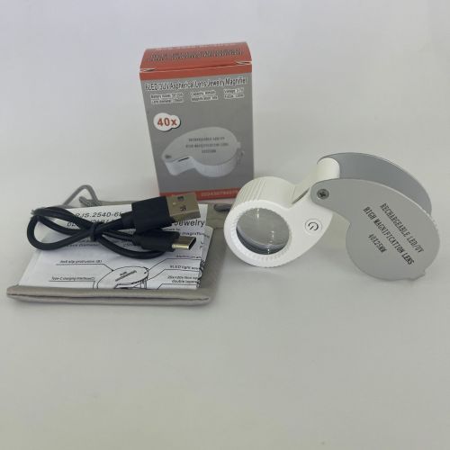 新款充电款40倍6个LED灯+3个UV灯非球面铝合金外壳高清珠宝放大镜