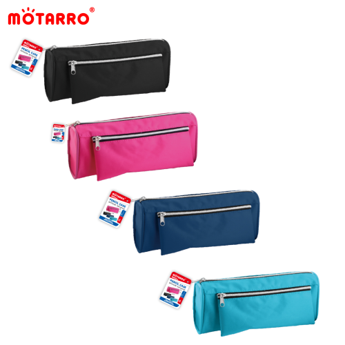 MOTARRO 水洗料两条拉链笔袋 红黑天蓝深蓝 学生笔袋文具盒收纳袋