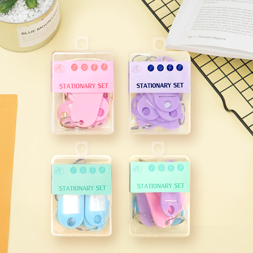 PP盒装马卡龙色行李牌小盒装钥匙挂件防丢牌办公用品学生文具