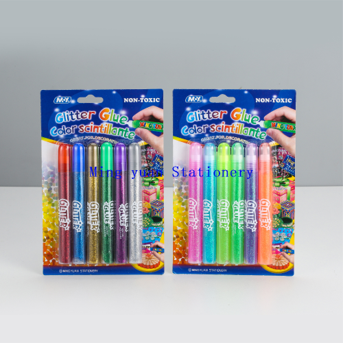 mingyuan stationery 15ml golden powder gum/colorful glue 6 suction cards diy student drawing making greeting card pen， etc.