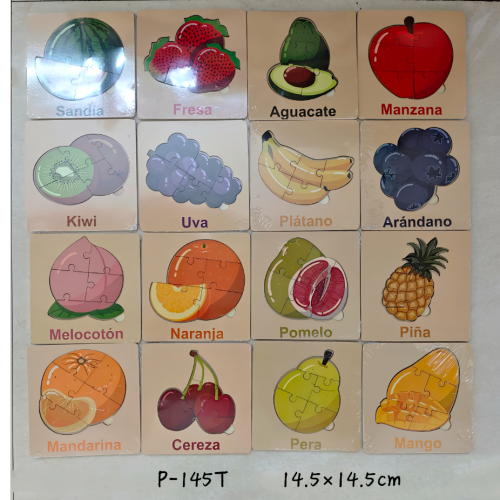 西语 水果木质拼图 儿童益智玩具 早教认知