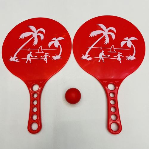 plastic beach racket printing pattern coconut tree handle with hole