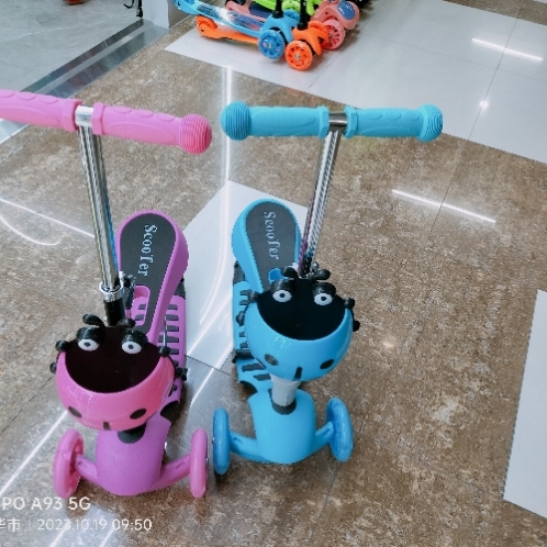 Factory Direct Sales Children‘s Three-in-One Can Sit Stand-Able Sliding Child Dual Use Scooter with Beetle Basket