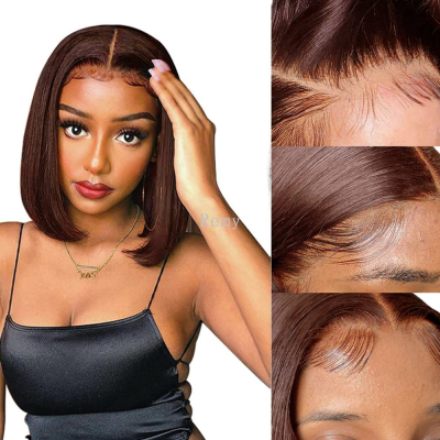 Brown Bob wig Human Hair 13×4 HD Lace Front Wigs 150% Density Brazilian Hair