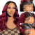 1B/99J Lace Front Wigs Human Hair 13x4 Dark Root Burgundy Body Wave Wigs